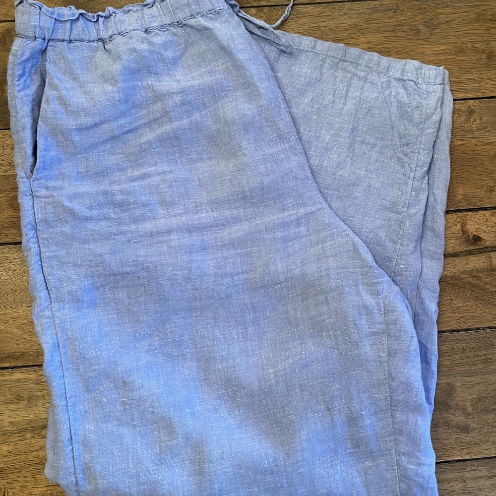 J. Crew French blue linen wide leg pants